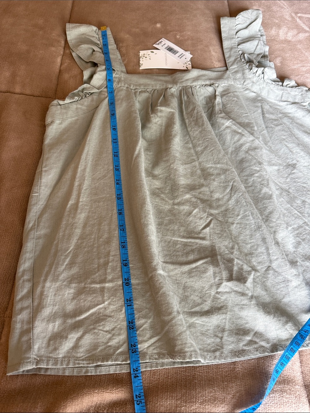Light Sage Ruffle Strap Tank Top - Picture 4 of 7
